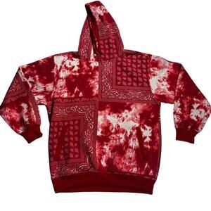 Vintage Beyond The Limit Red Hoodie Large Bandana Streetwear Patchwork Y2K BTL